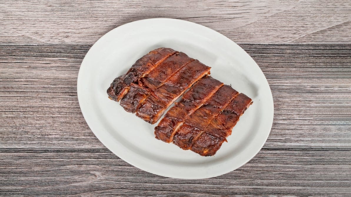 Baby Back Ribs with 2 Sides.