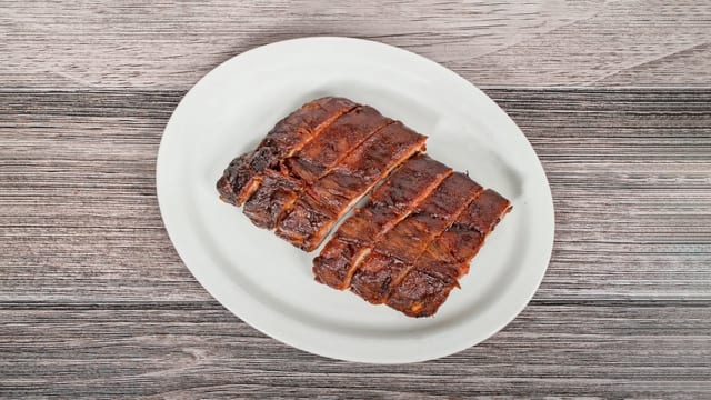 Baby Back Ribs with 2 Sides.