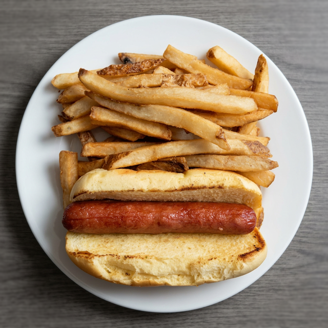 Kids Hot Dog Dinner.