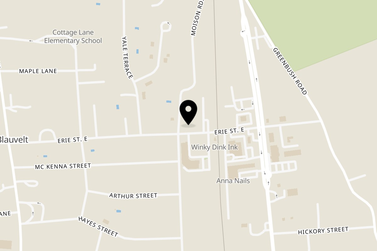 Map showing the location of Bailey's Smokehouse Blauvelt on 136 E Erie St in Blauvelt