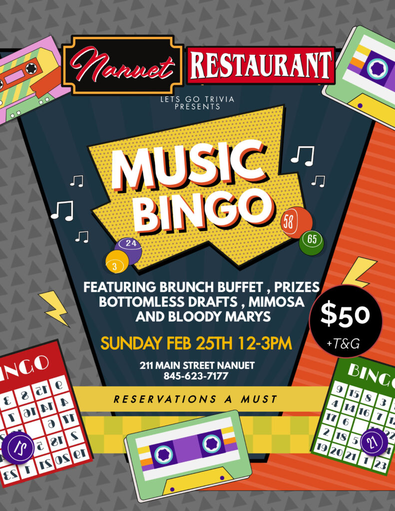 Music Bingo, 2/25, 12-3PM