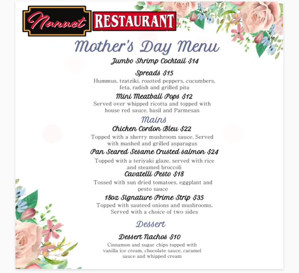 Nanuet 2024 mothers day specials